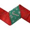 LaRibbons 4" Wired Jacquard Ribbon | Candy Cane on Green w/ Red Tinsel Edge | 5 Yard Roll